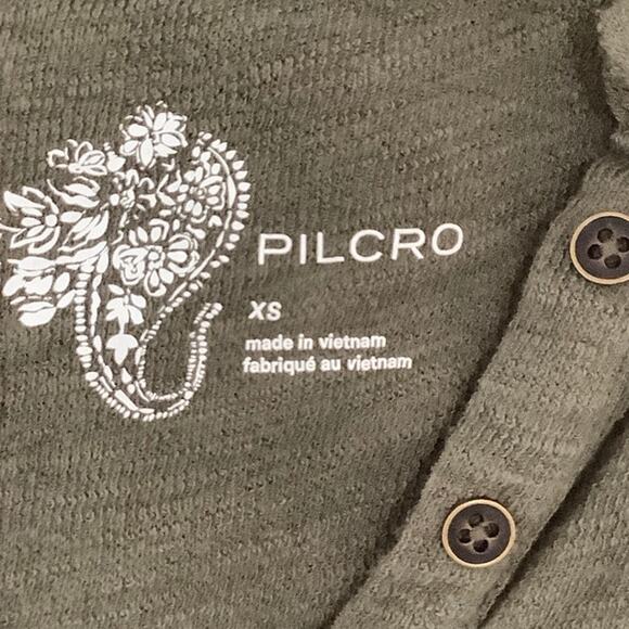 Pilcro Army Green Ruffle Sleeve Button-Down, Size XS - Boho, Feminine, Casual - Picture 4 of 7